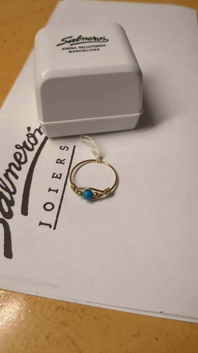 Anillo Goldfilled con Piedra Azul – Talla 17.7 mm