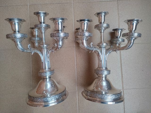 CANDELABROS ANTIGUOS PLATA