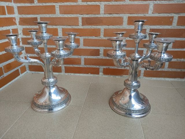 CANDELABROS ANTIGUOS PLATA