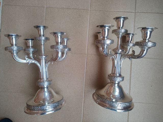 CANDELABROS ANTIGUOS PLATA