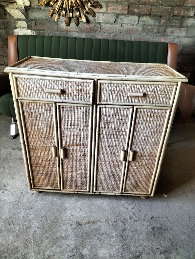 Ratan bambú y madera, vintage