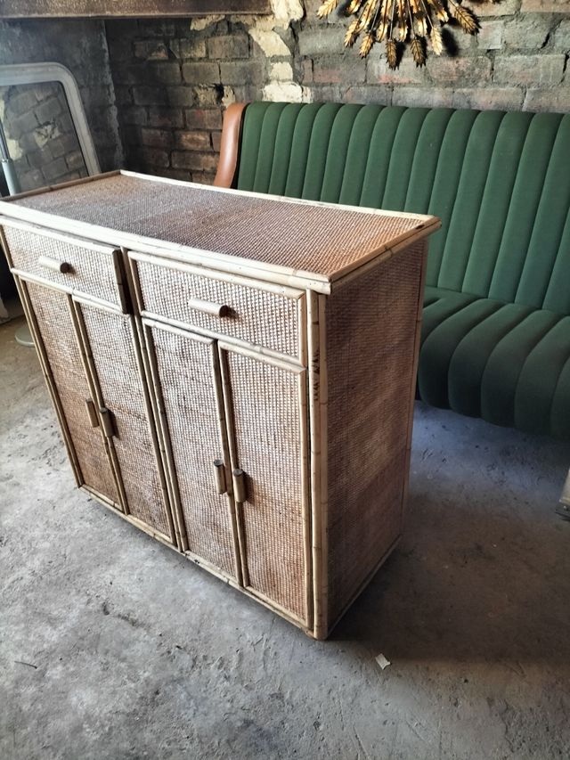 Ratan bambú y madera, vintage