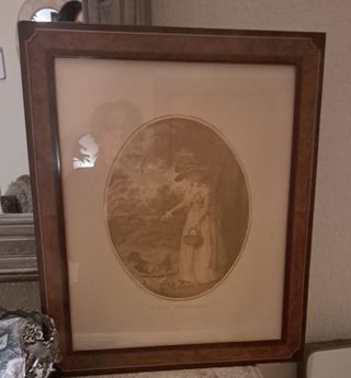 Lote dos cuadros y un espejo de metal