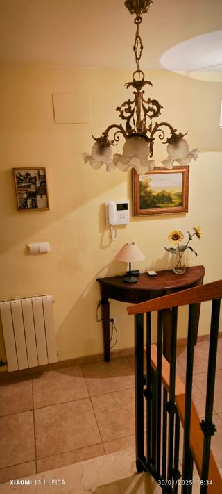 Lampara de techo de bronce de tres tulipas