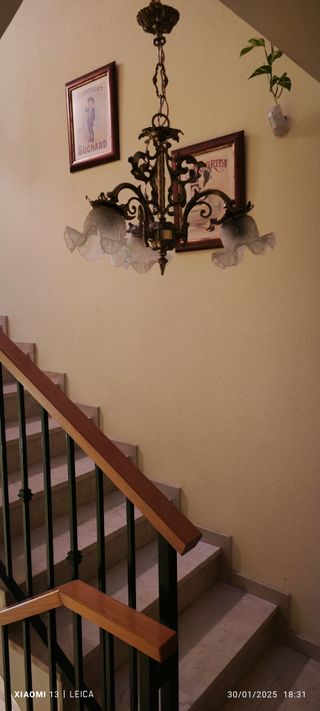 Lampara de techo de bronce de tres tulipas