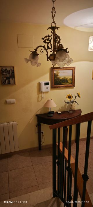 Lampara de techo de bronce de tres tulipas