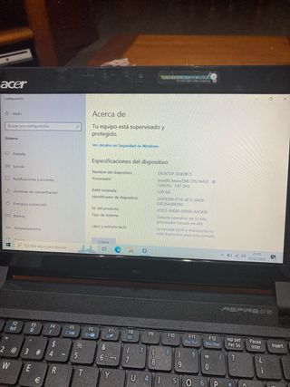 20€ en mano Portatil DESKTOP Acer aspire one