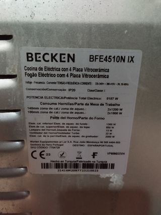 Cocina eléctrica con vitro y horno