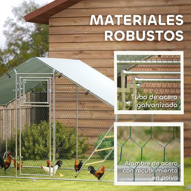 Gallinero para Exterior 3x2x2 m Gallinero de Acero