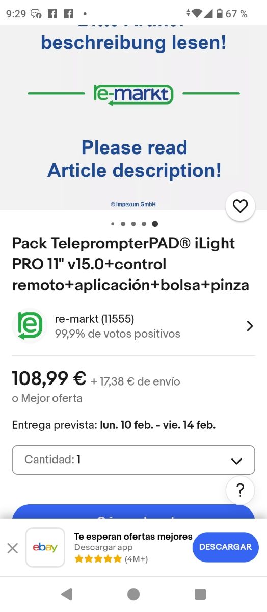 Tele promter pad sin mando remote