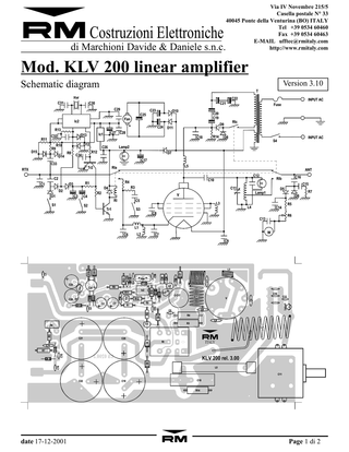 LINEAL AMPLIFICADOR VALVULERO RM KLV200 CB Y 10mts