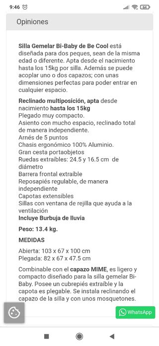 Silla ligera gemelar bi-baby de Be cool