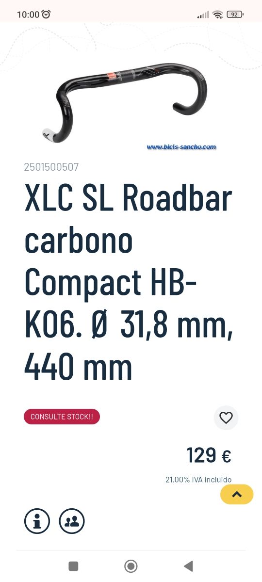 Manillar bici carretera