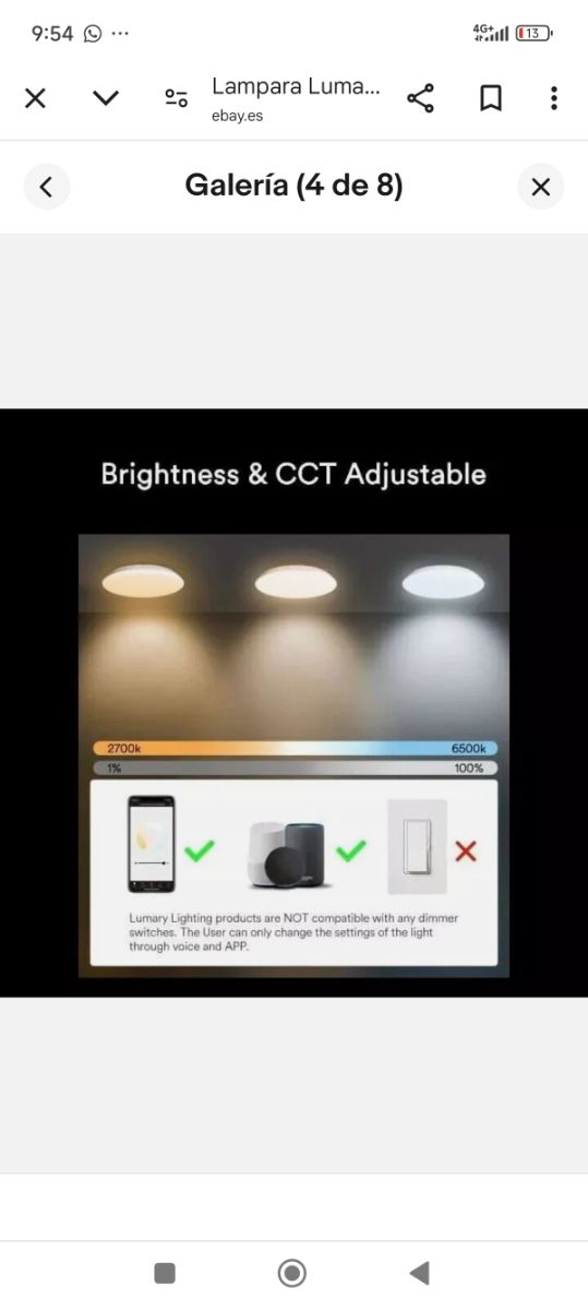 Lámpara inteligente de techo Lumary