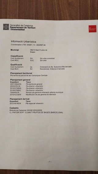 Terreno en venta en Sant Fruitós de Bages