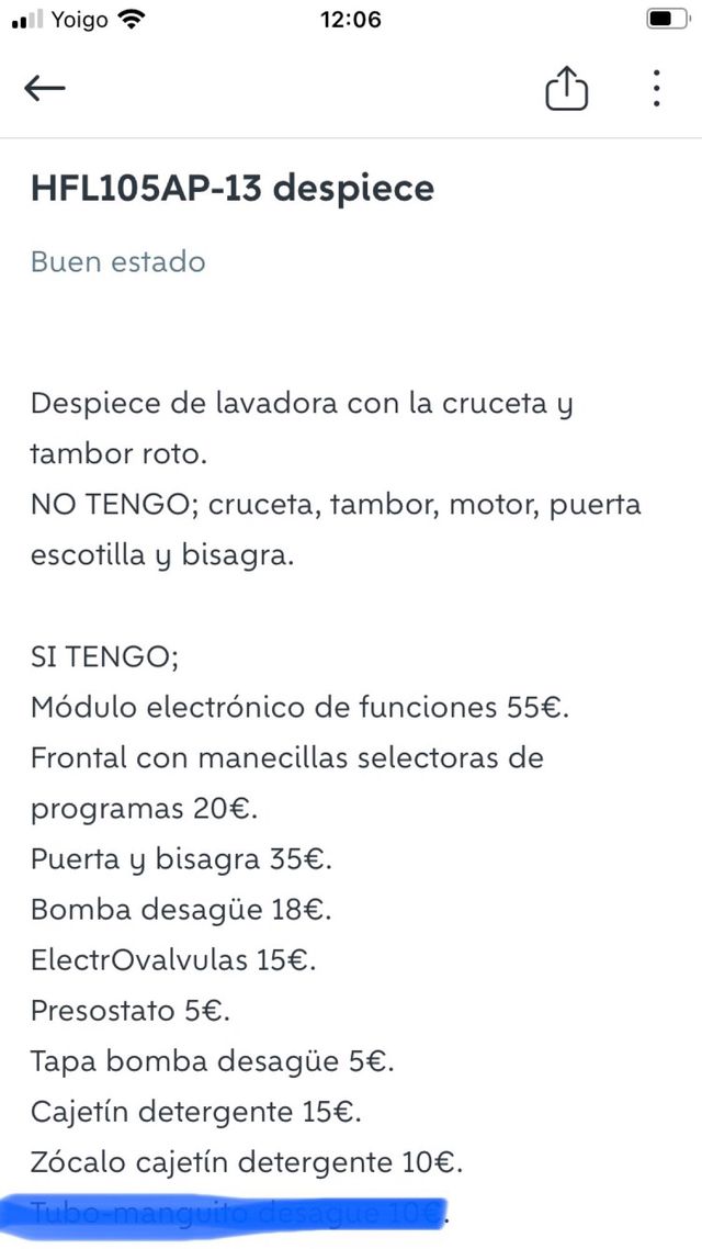 Lavadora Home HFL105AP13 Recambios