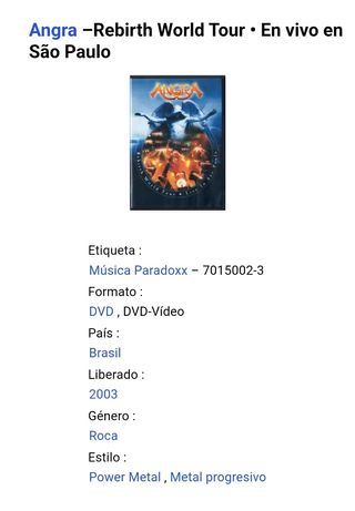  ANGRA Rebirth World Tour-Live in Sao Paulo DVD