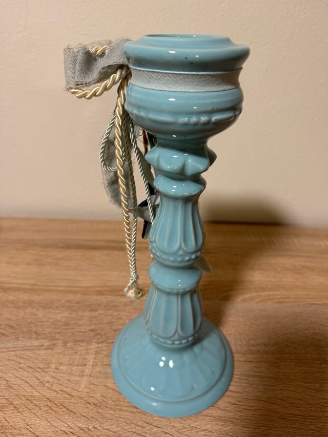 Portacandele shabby turchese