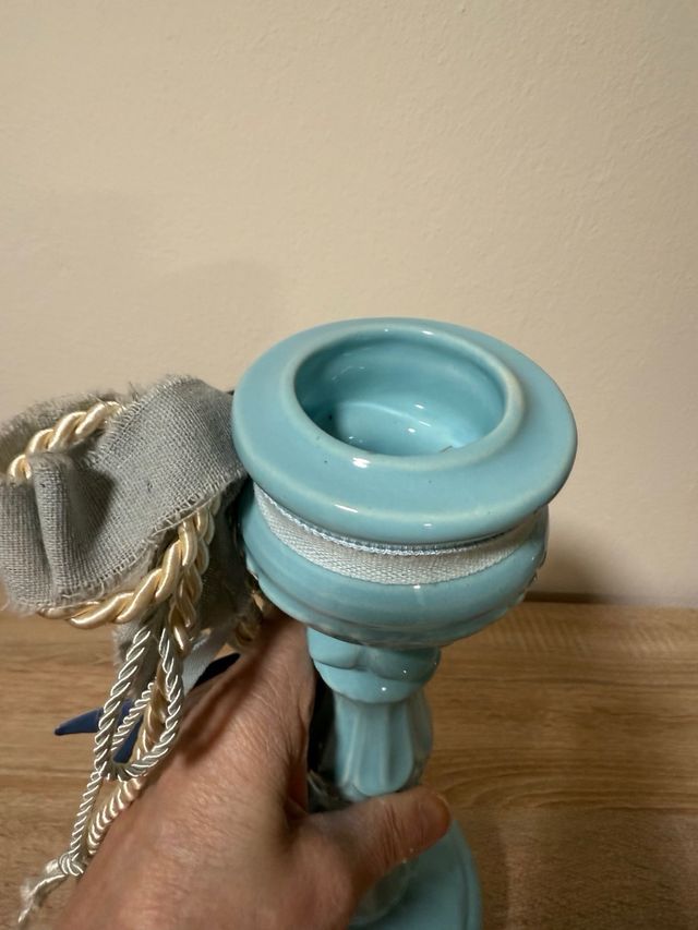 Portacandele shabby turchese