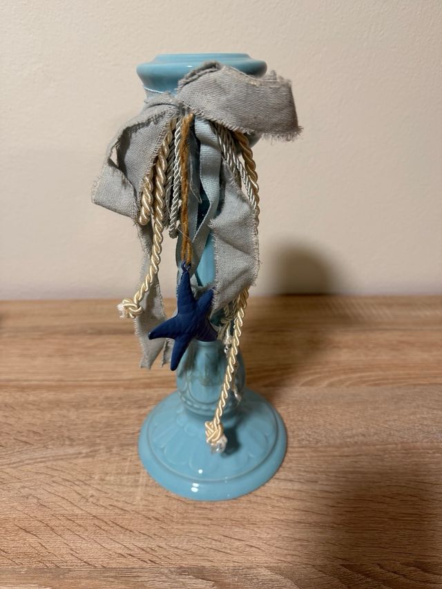 Portacandele shabby turchese