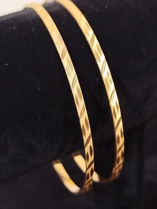 Pulseras oro rígido dúo 18k