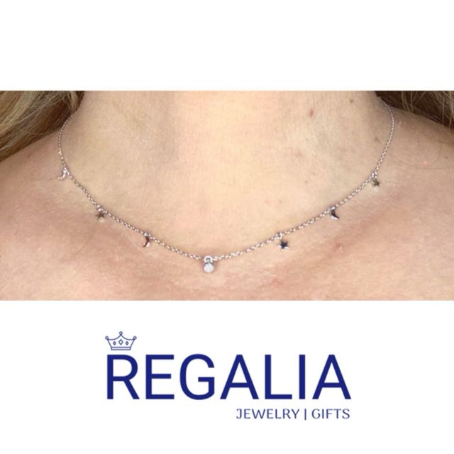 Collar de Plata Solitario con Estrellas y Lunas.