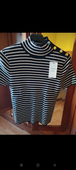 Jersey rayas con detalle botones L 
