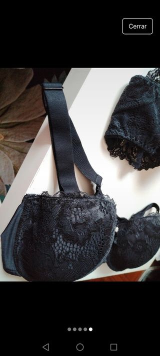 Conjunto sujetador y braga encaje negro
