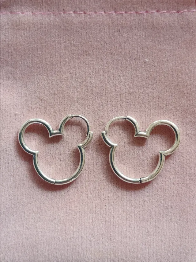 Pendientes aro Mickey plata