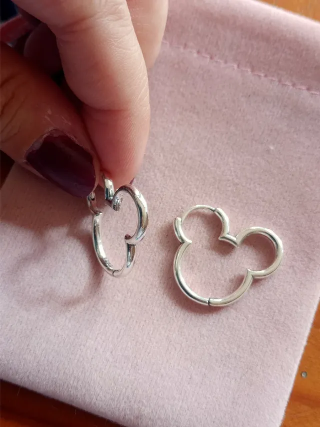 Pendientes aro Mickey plata