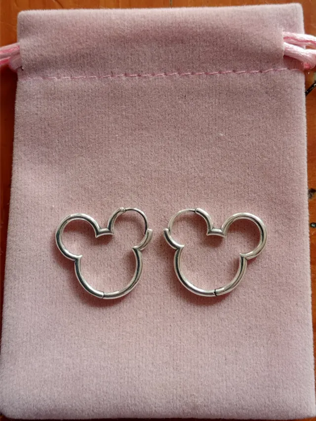 Pendientes aro Mickey plata