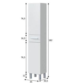 Columna de Baño Blanco Brillo 35x182 cm
