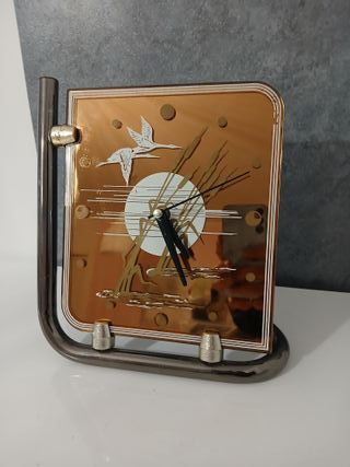 Orologio da Tavolo a Specchio Oro Vintage Anni 70