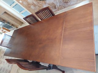 Mesa madera extensible y 6 sillas