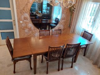 Mesa madera extensible y 6 sillas