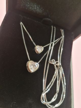 Collar B. Catcher nuevo Plata de ley doble corazón