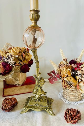 Candelero vintage bronce cristal