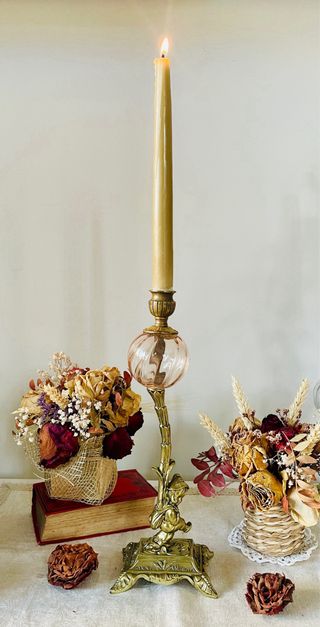 Candelero vintage bronce cristal