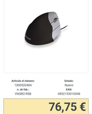 Evoluent VerticalMouse 3, Óptico, USB, 2600 DPI