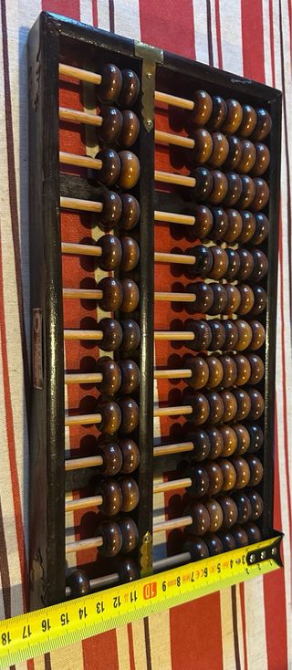 Ábaco chino antiguo de madera 13 varillas de bambú