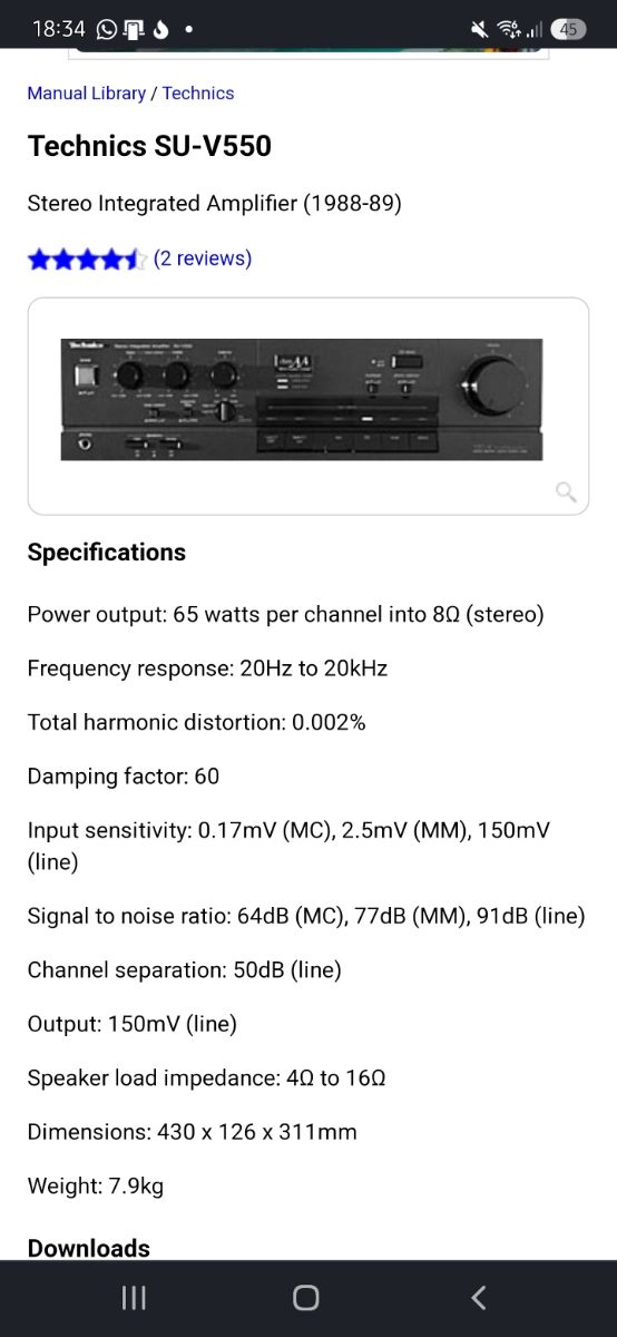 Amplificador Technics SUV55 Clase AA