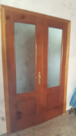 Puerta vidriera 2 hojas madera