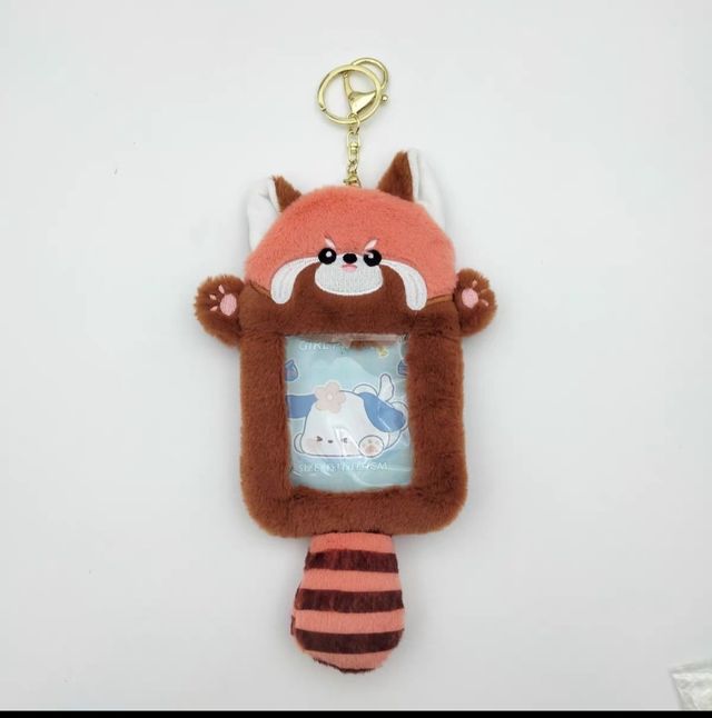 Tarjetero de peluche panda rojo