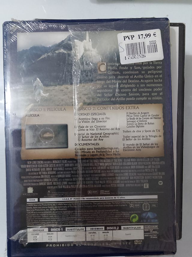Precintado dvd el señor de los anillos