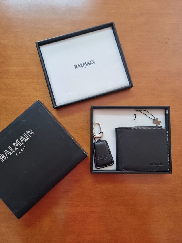 Cartera y llavero Balmain de piel