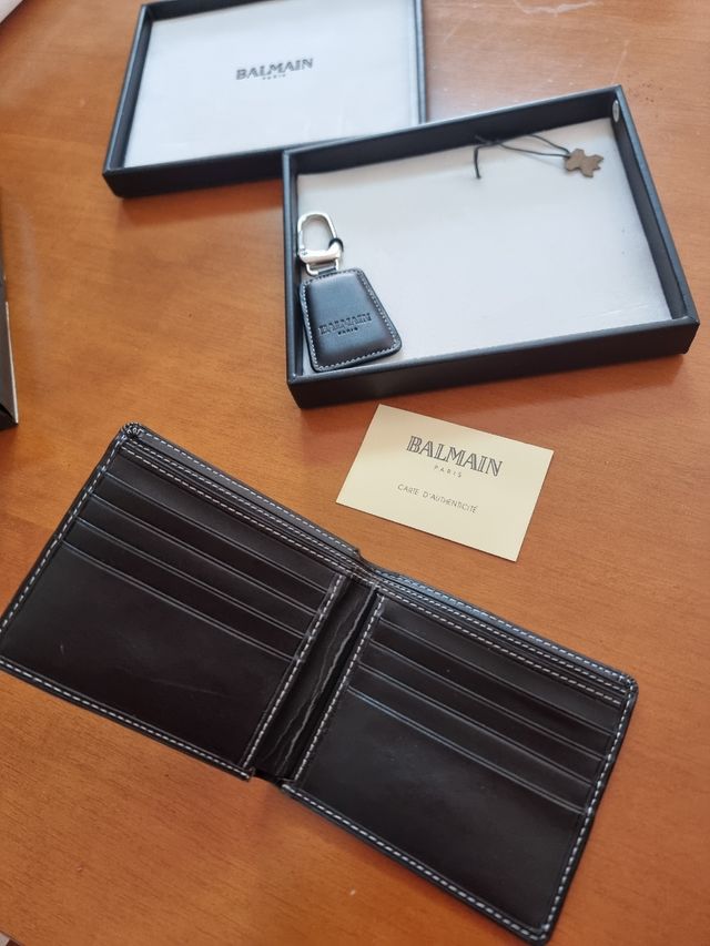 Cartera y llavero Balmain de piel