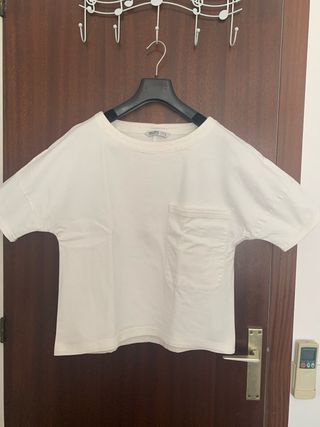 Blusa blanca denim Zara S