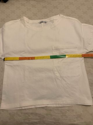 Blusa blanca denim Zara S