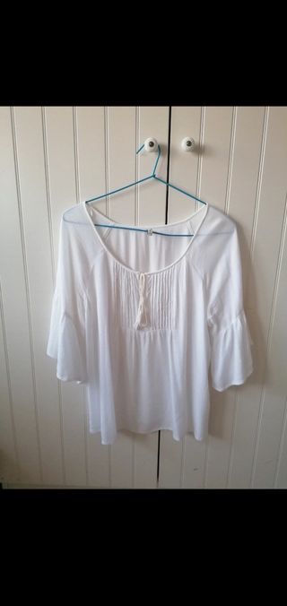 Blusa blanca manga al codo