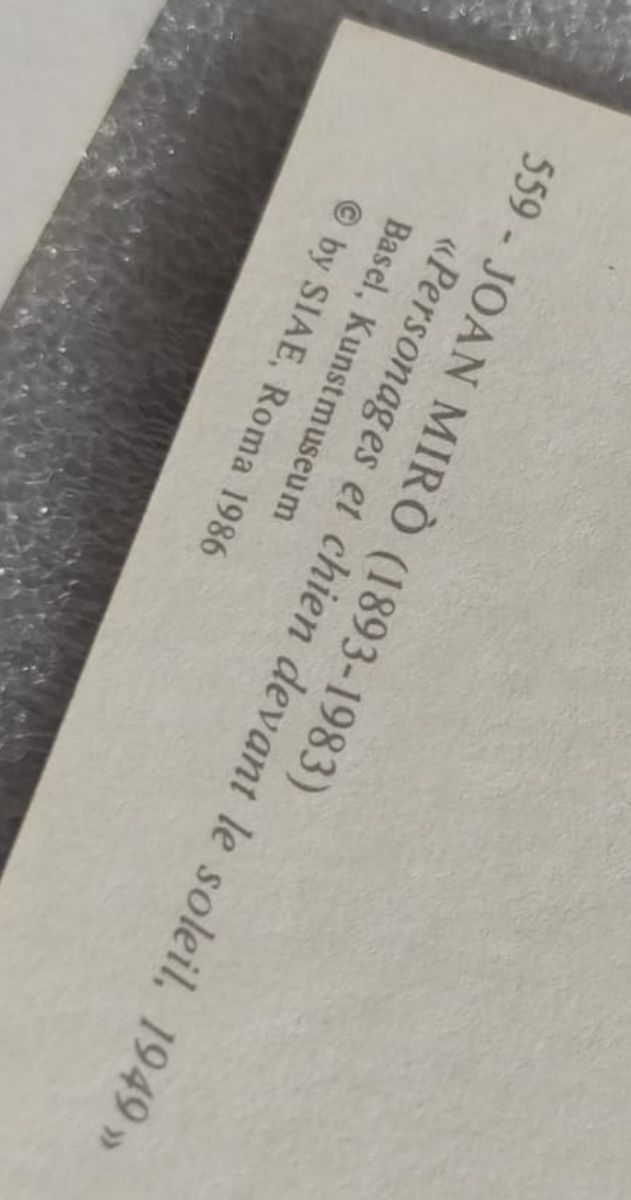 Postales de Joan Miró, Picasso, Dalí